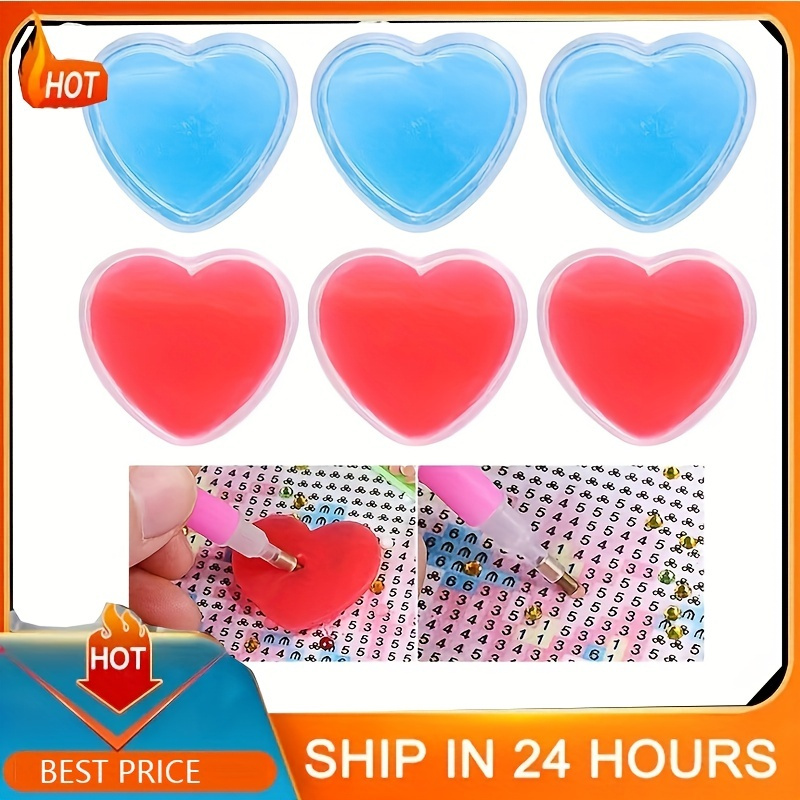 

3pc Heart-shaped Diamond Painting Wax With Storage Box - Sticky Drill Mud For 5d Diamond Embroidery, Plastic Quilting Craft Tools