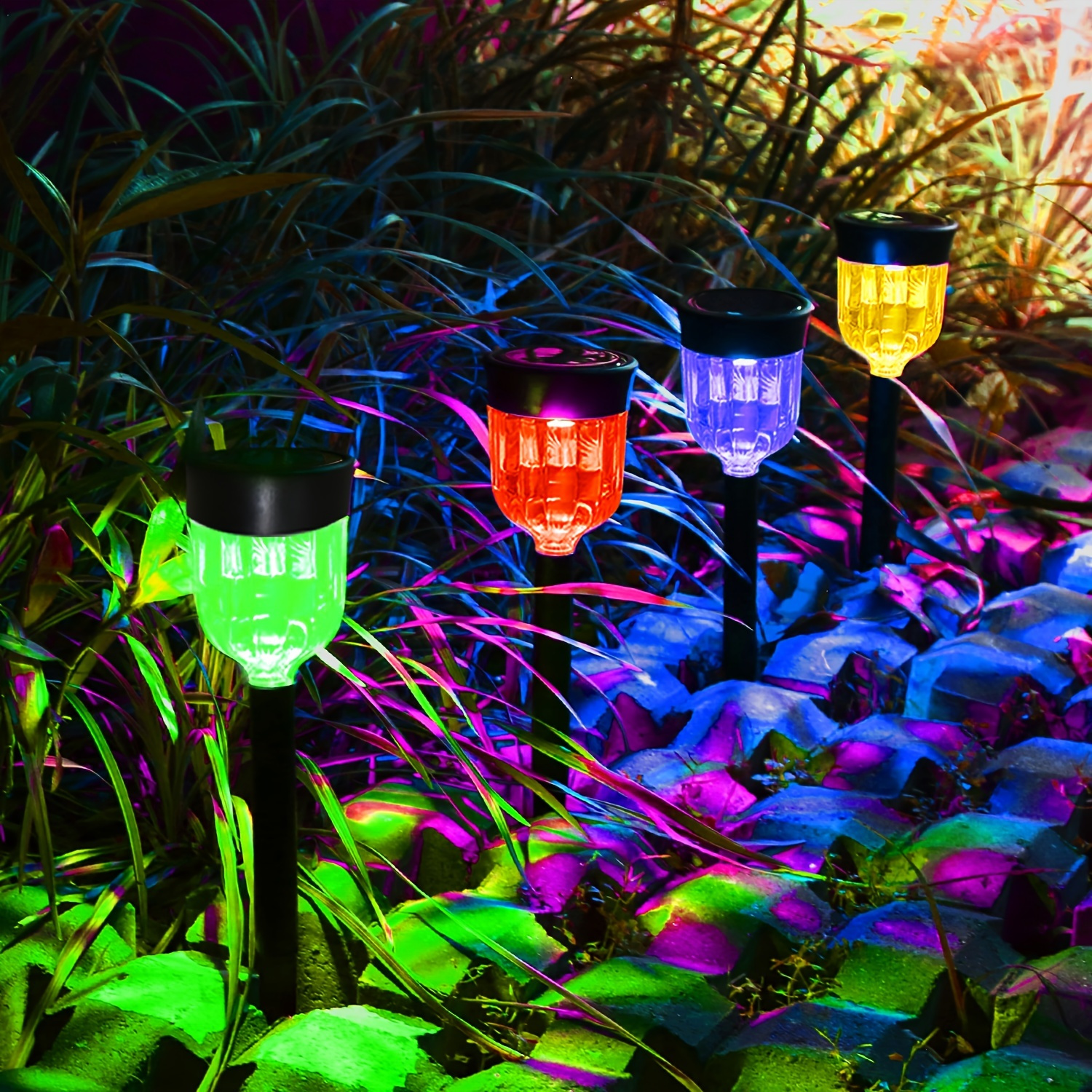1/4 個変色ソーラーライト、屋外装飾自動オン/オフガーデンライト 中庭・芝生・庭園 Temu Japan