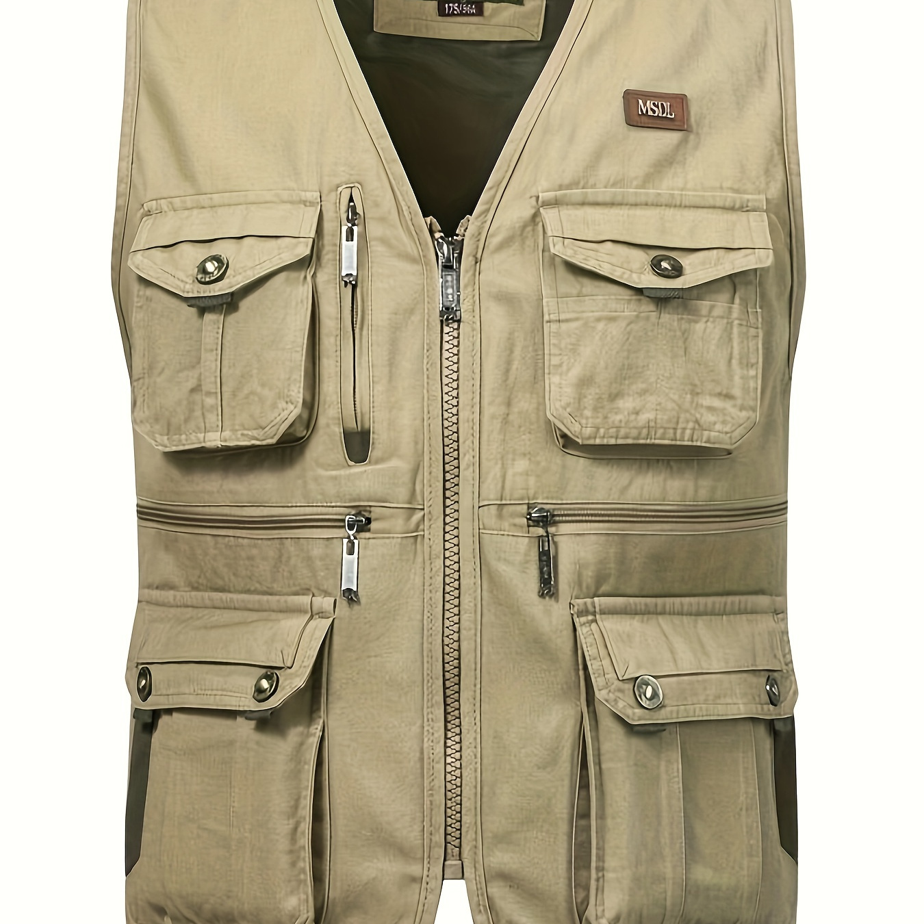 

Zipper Pockets Cotton Cargo Vest, Men's Casual Outwear Zip Up Vest For Spring Summer Outdoor Fishing Photography