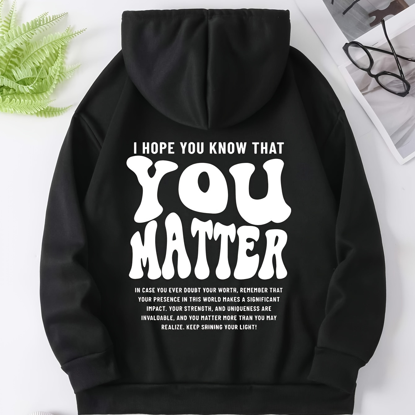 

Plus Size Letter Print Hoodie, Drawstring Casual Hooded Sweatshirt For Winter & Fall, Women's Plus Size Clothing