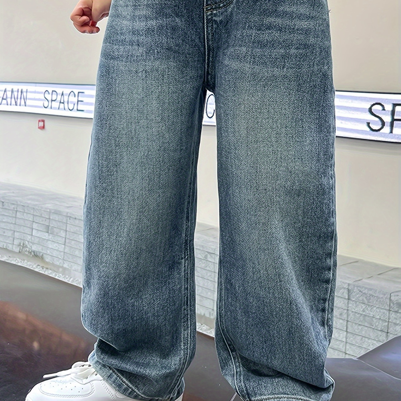

Light Blue Straight Legs Boys Fashion Denim Trousers, Fall And Fall Outdoor Casual All-match