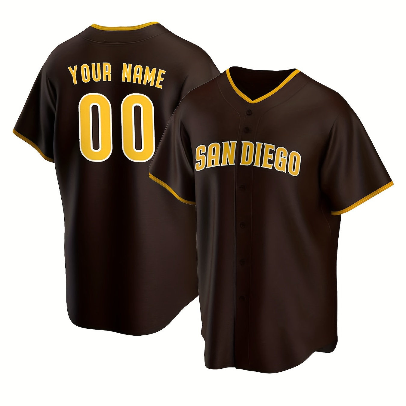 

Customized Name And Number Design, San Diego Embroidery Men's Short Sleeve Loose V-neck Baseball Jersey, Summer Party And Holiday