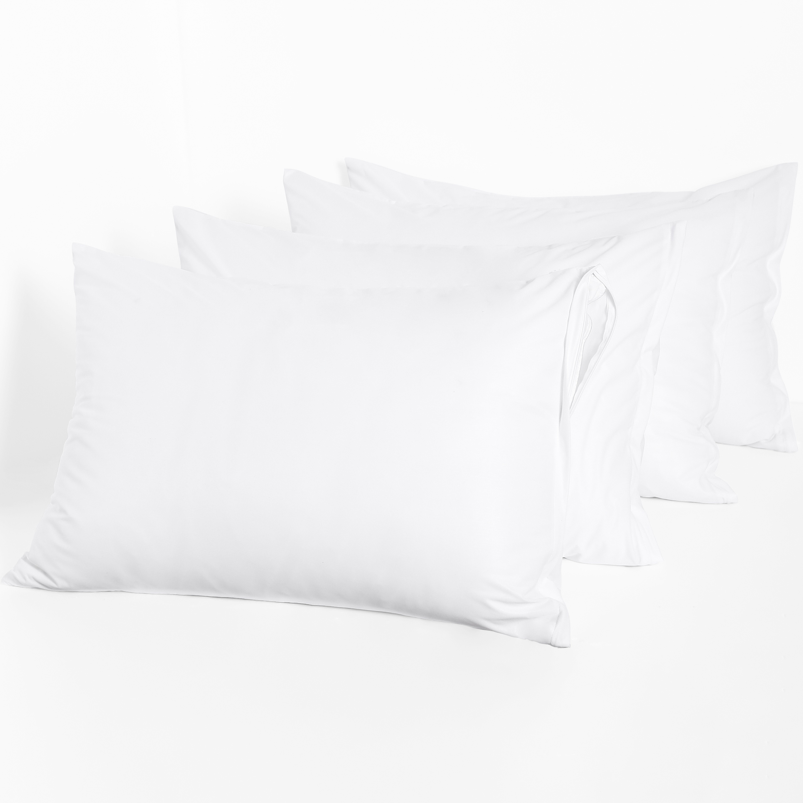 

4 Packs Waterproof Pillow Protectors With Zipper - Protect Your Pillow From Spills And Stains