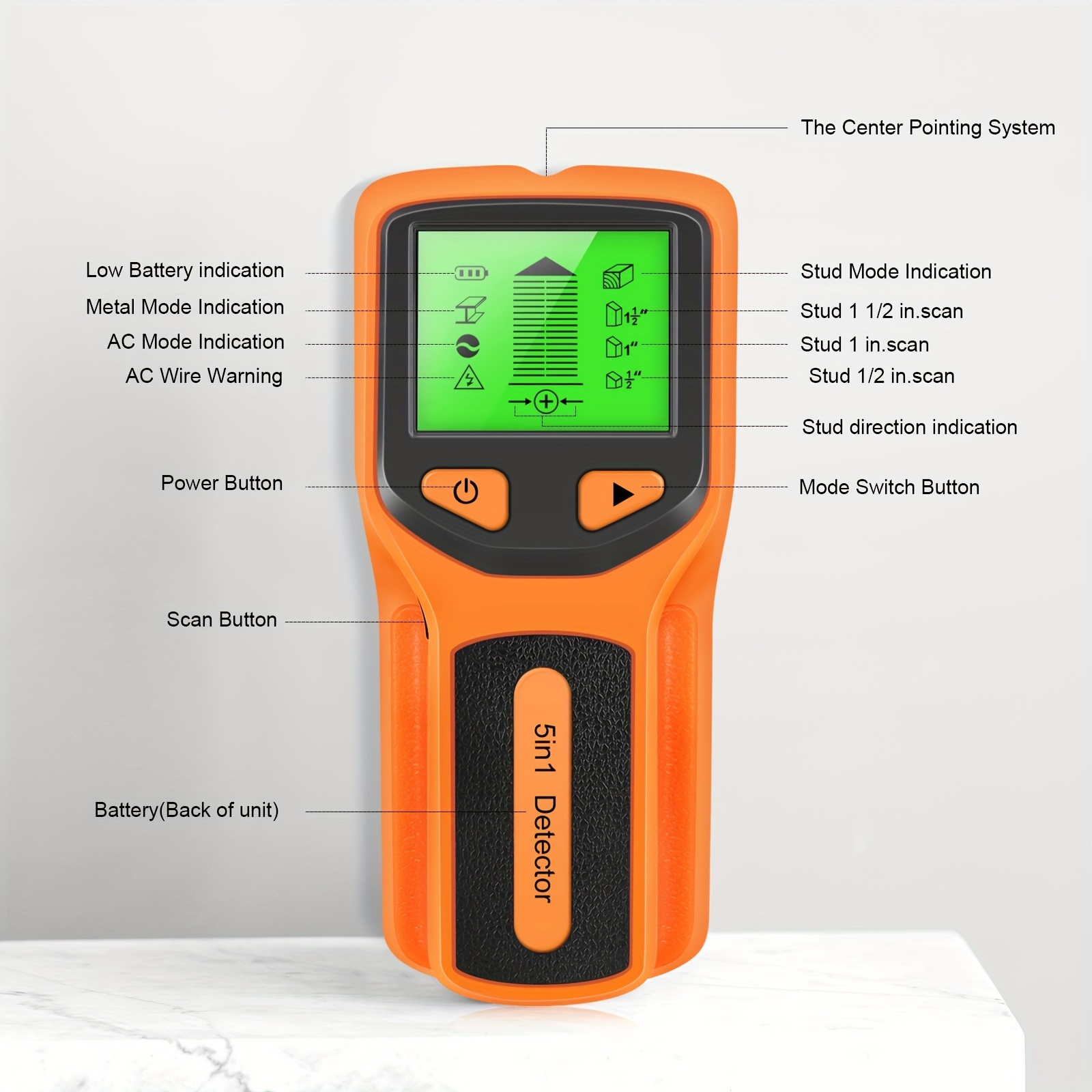 5-in-1 Professional Wall Scanner: Find Studs, Wires, and More with LCD Digital Detector!