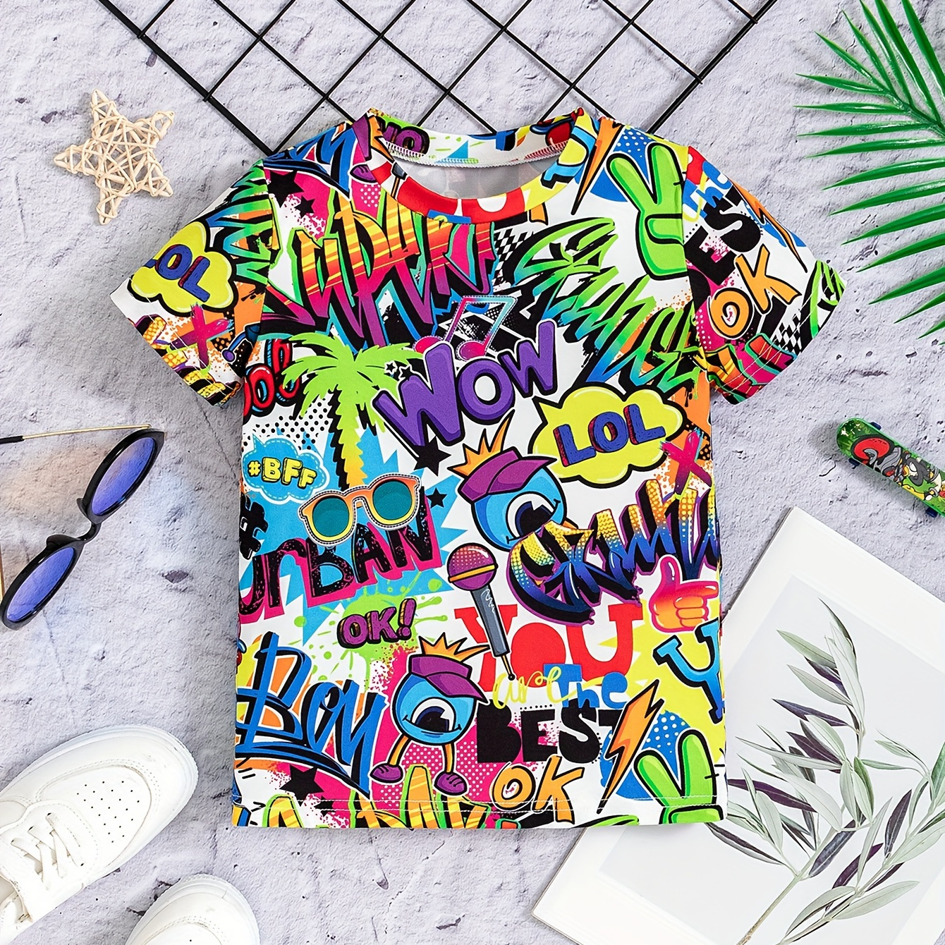 

Cartoon Colorful Letter 3d Print T-shirts For Boys - Cool, Lightweight And Comfy Summer Clothes!