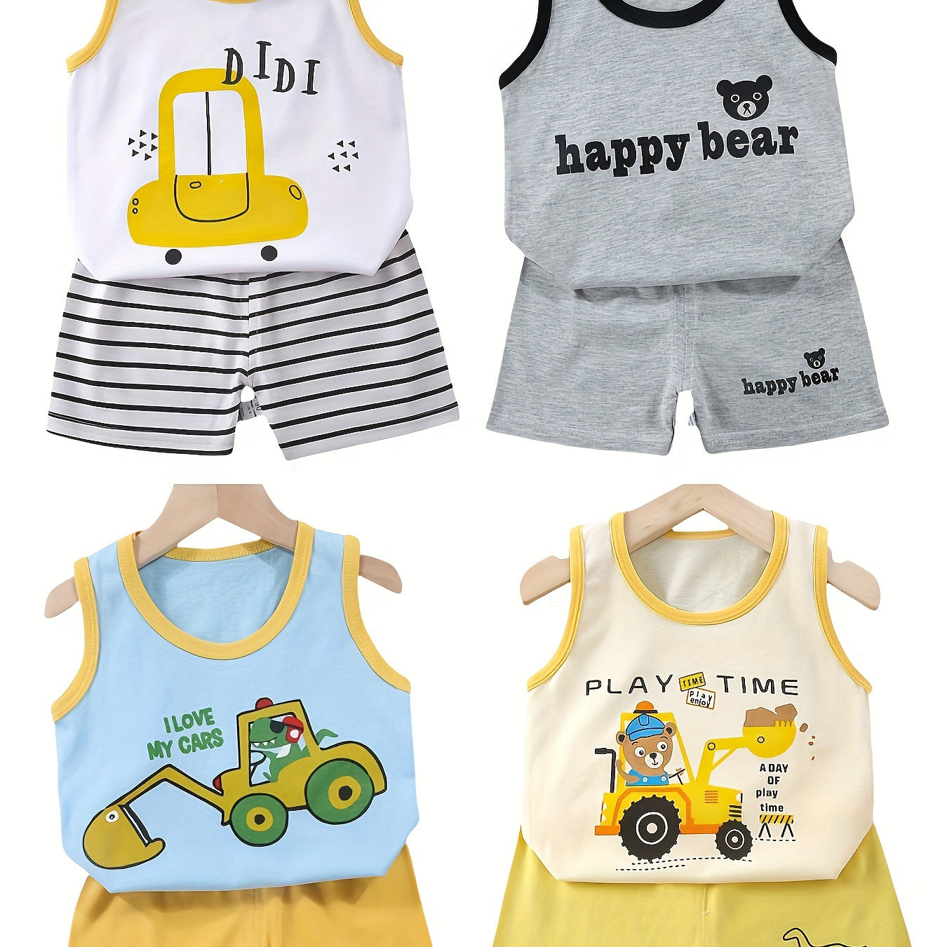 

4sets Boys Summer Suit Children's Summer Clothing Boys Short Sleeved Summer Clothing