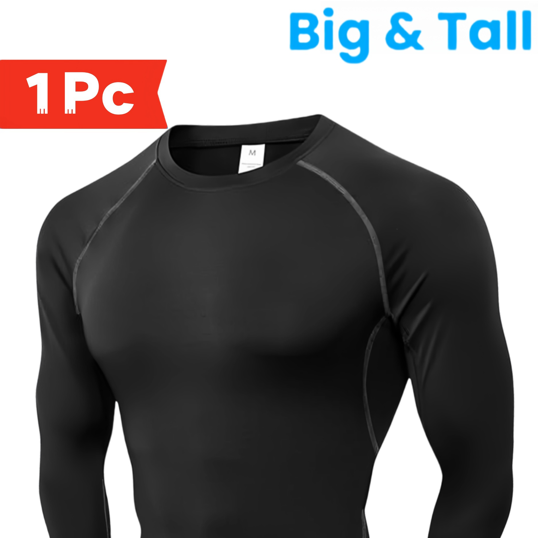 

Men's Big & Tall Quick-dry Long Sleeve Athletic Shirt - Breathable, Stretchy, Ideal For Hiking & Sports, Plus Size