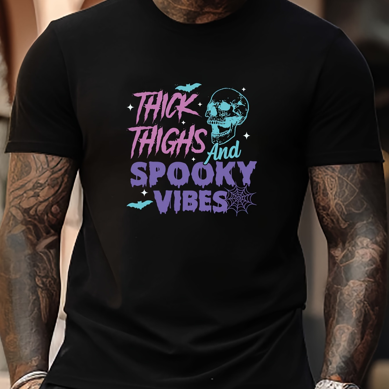 Men's Letter "back Off" Graphic Tshirts Casual Sports Loose Round Neck