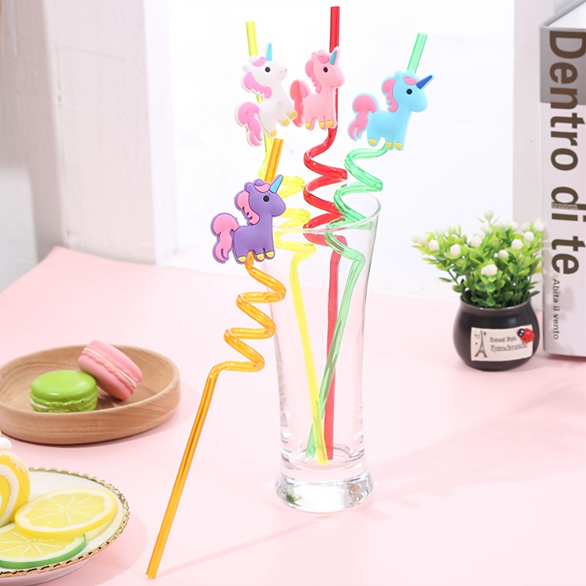 8PCS PVC Bad Bunny Straw Topper Heart Creative Straw Cover Drink