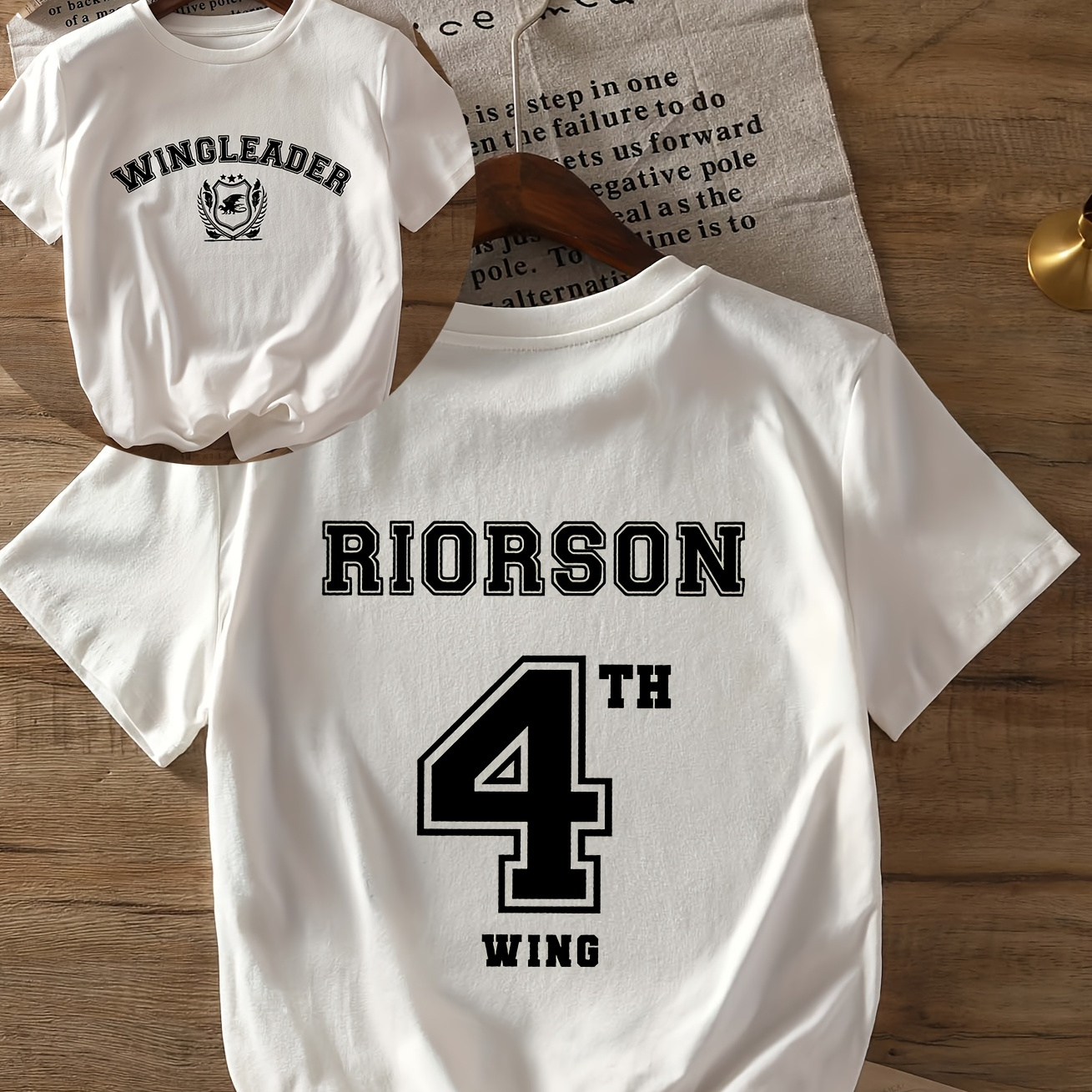 

Wing Leader Xaden Riorson T-shirt, Short Sleeve Crew Neck Casual Top For Summer & Spring, Women's Clothing