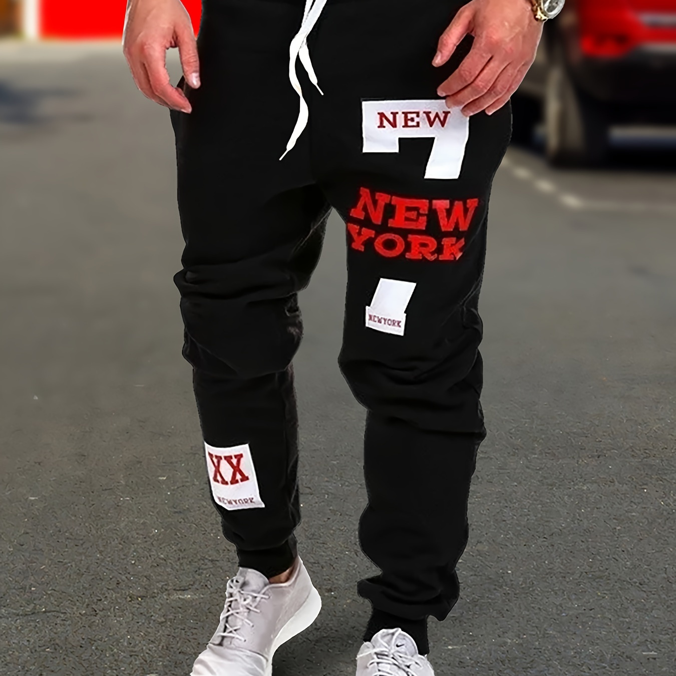 

Men's Letter Printed Drawstring Sweatpants-casual Hip-hop Fashion Letter Loose Slightly Elastic Drawstring Spring And Autumn Pants