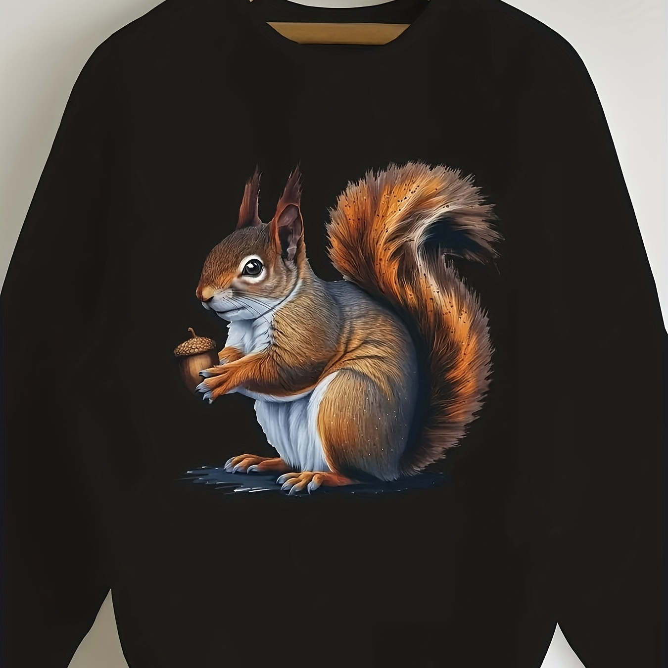 

Cozy Squirrel Neck Sweatshirt - Casual Long Sleeve Pullover For Women, Soft Polyester , Fall & Winter