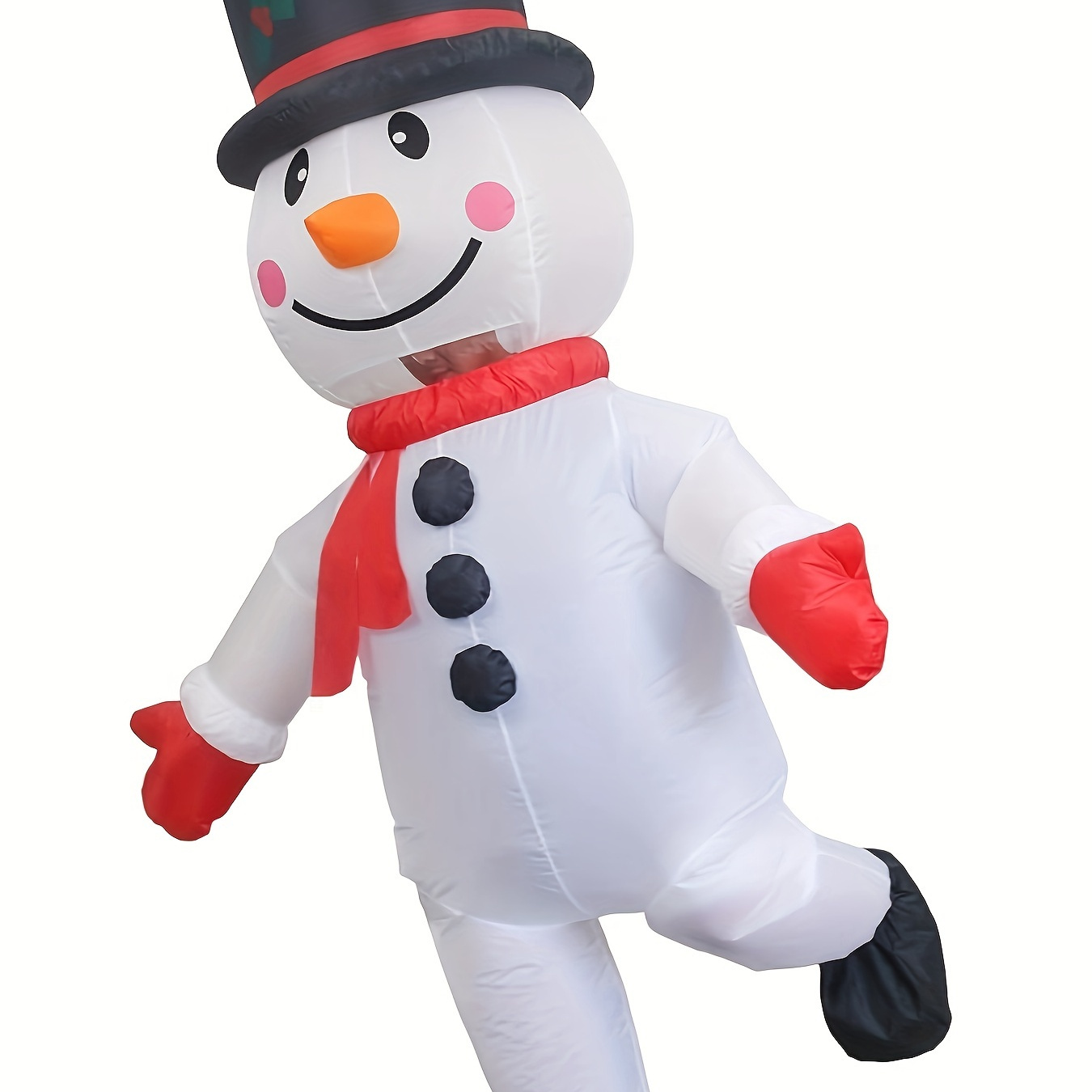 

1pc Inflatable Snowman For Men, 100% Polyester Non-stretch , Outfit, Regular Fit Halloween