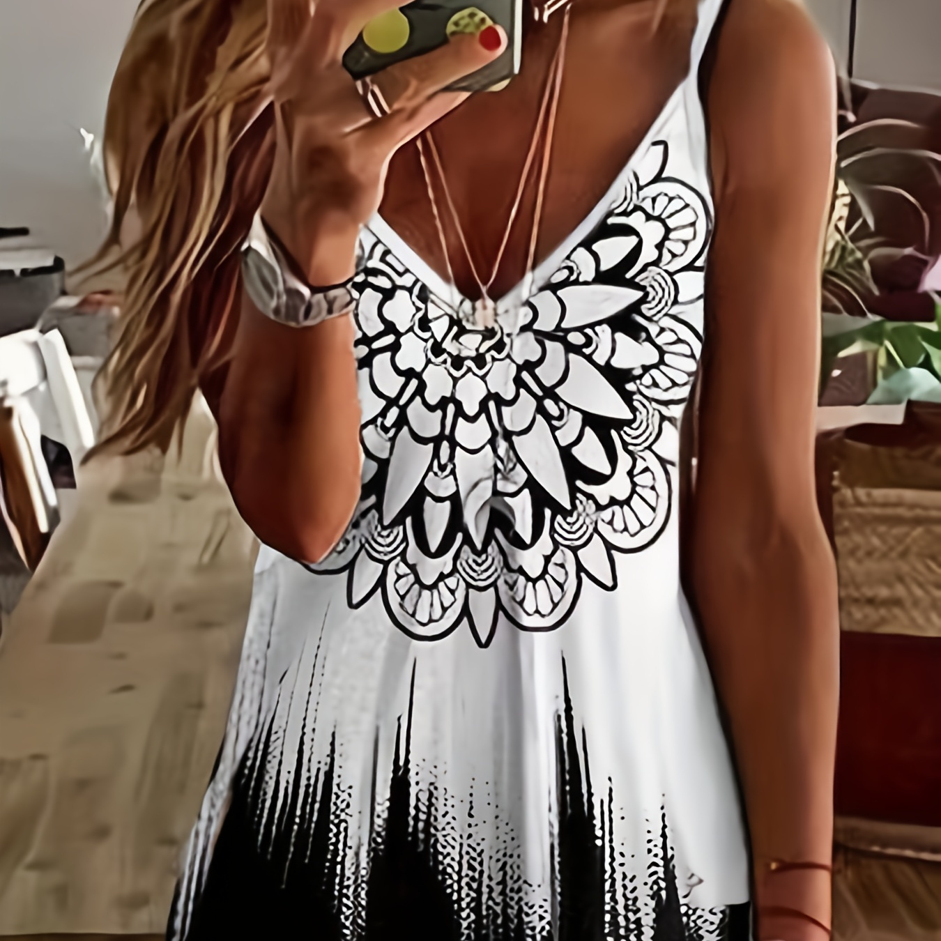 

Floral Print Spaghetti Strap Top, Casual V-neck Sleeveless Cami Top For Summer, Women's Clothing