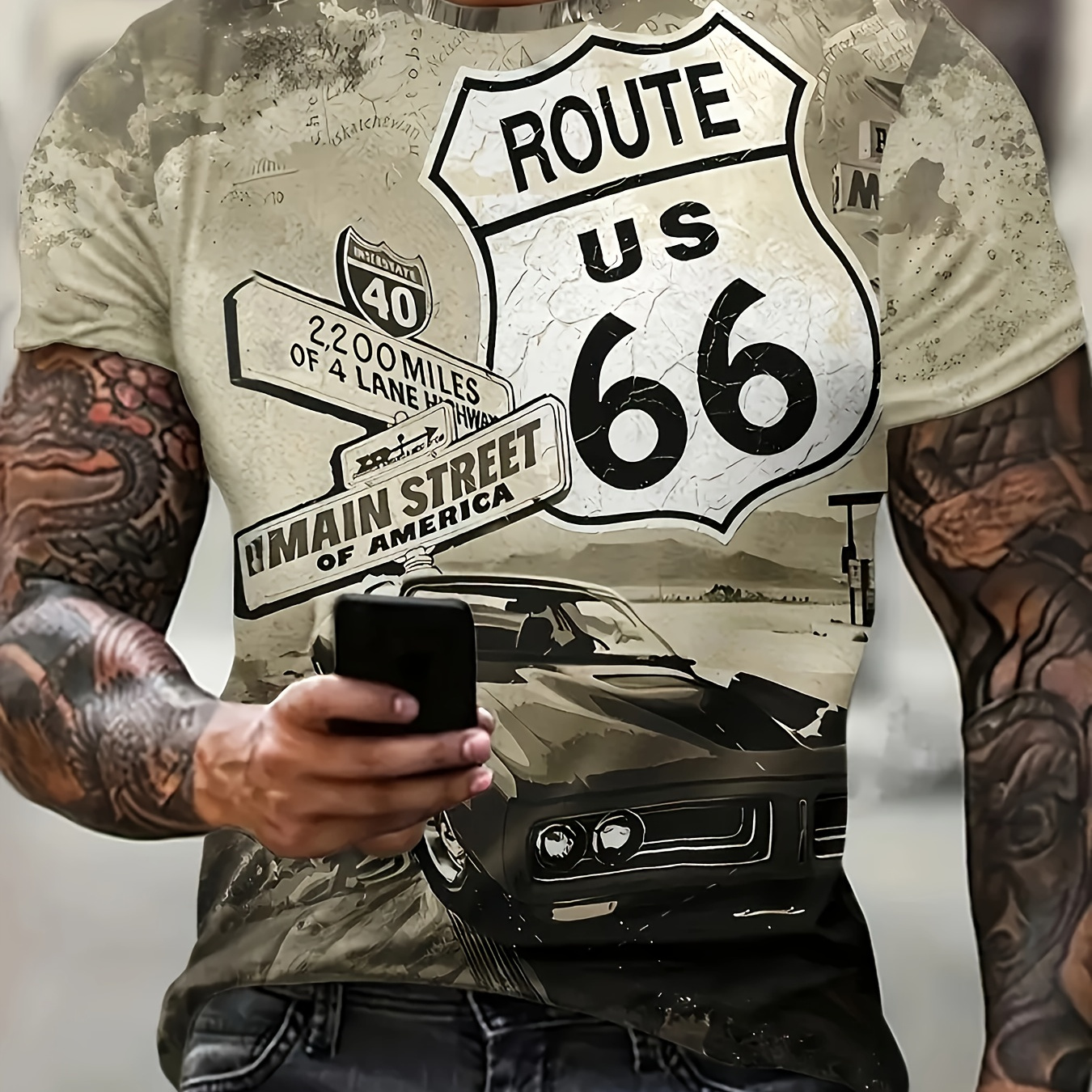 

Men's Casual Short Sleeve T-shirt, Vintage Graphic Tee, Summer Fashion Top, Comfortable Shirt For Outdoor Wear