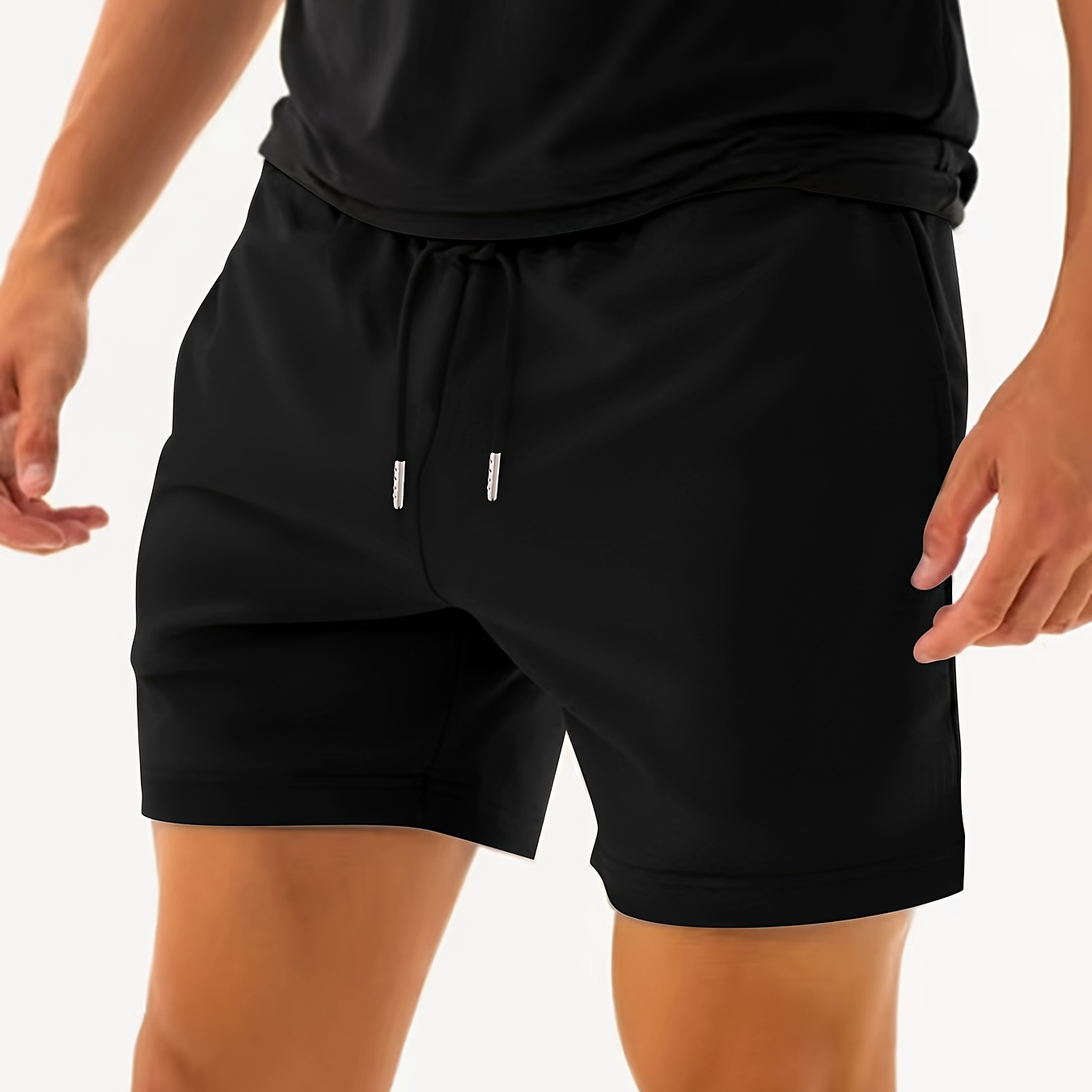 

Men's Athletic Fitness Shorts - Waist, Casual Jogging & Workout Wear With Pockets, Breathable Polyester