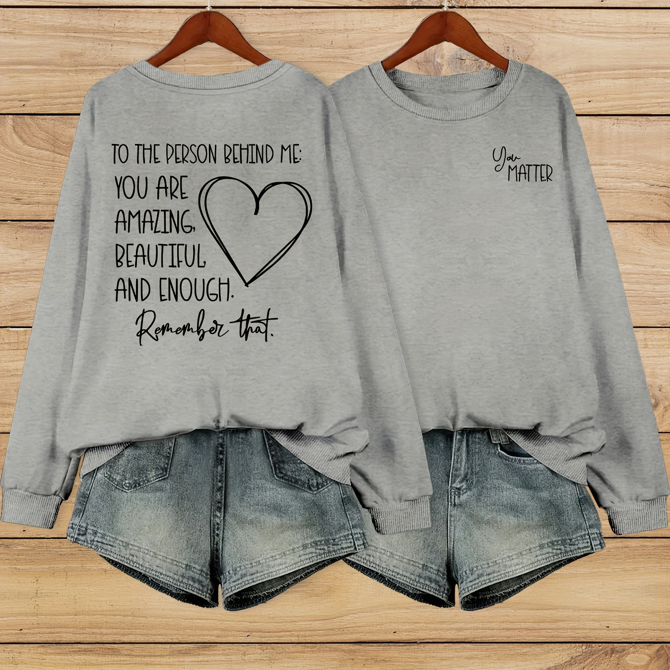 

Inspirational Quote Crew Neck Sweatshirt For Women - Casual Long Sleeve Pullover With Print, Polyester With Stretch, Regular - Fall/winter Collection