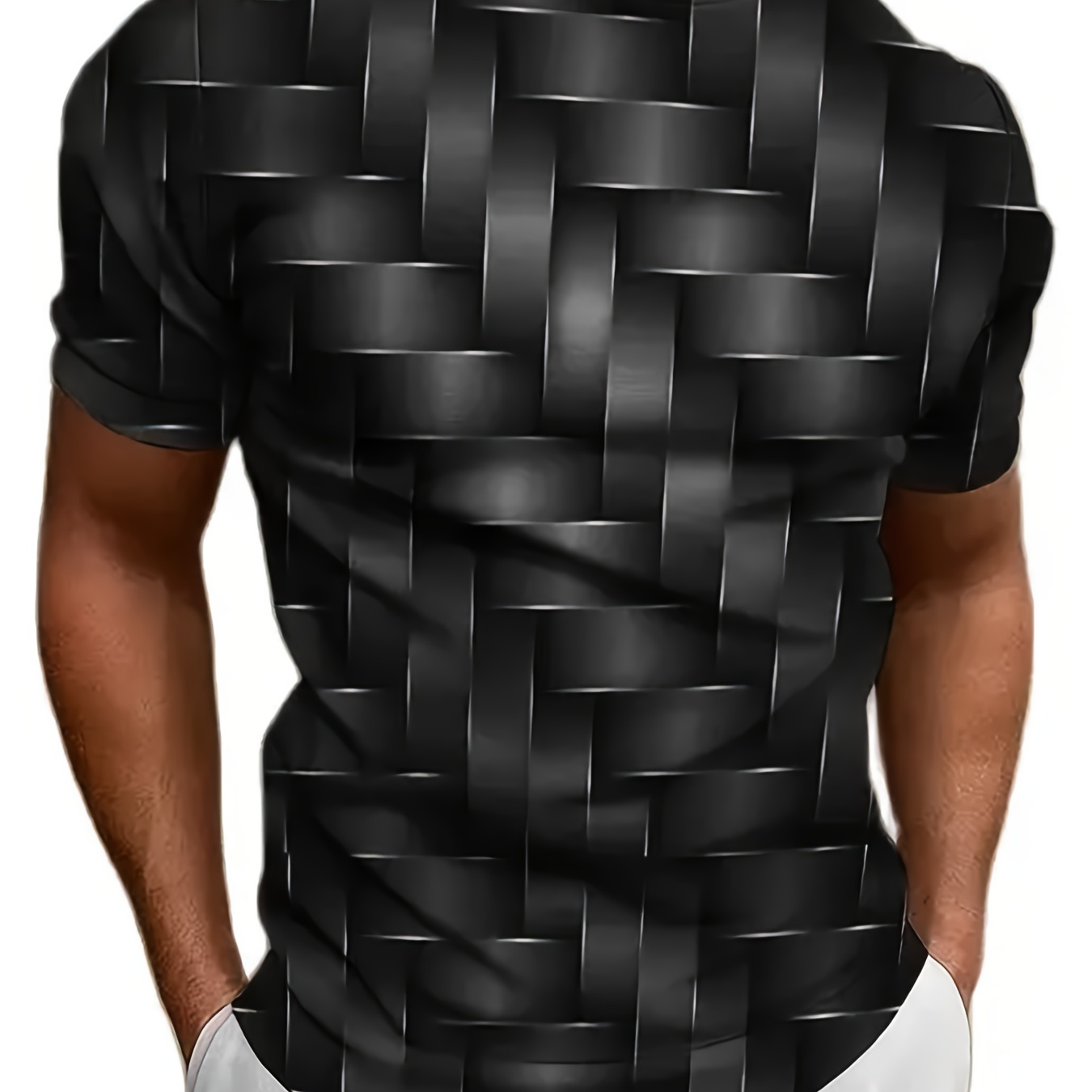 

Geometric Pattern 3d Print Men's Novelty Short Sleeve Crew Neck T-shirt, Summer Outdoor