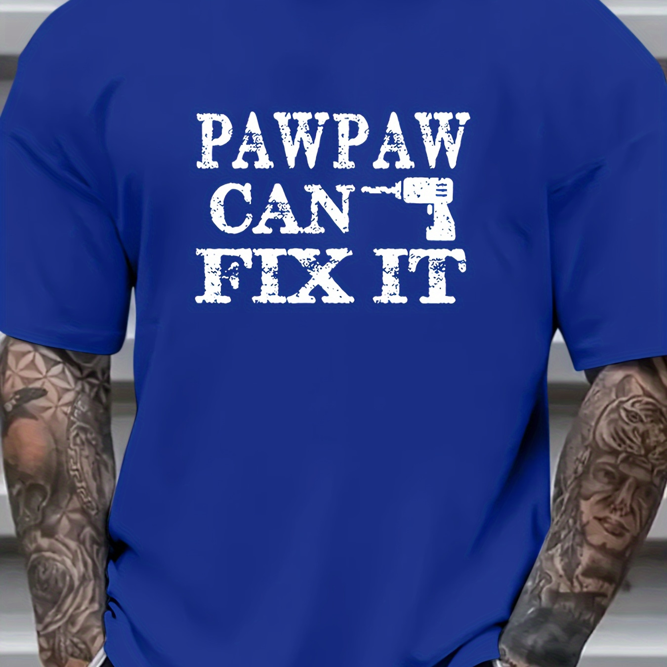 

Plus Size Men's "paw Paw Can Fix It" Graphic Print T-shirt Summer Short Sleeve Tees, Men's Clothing