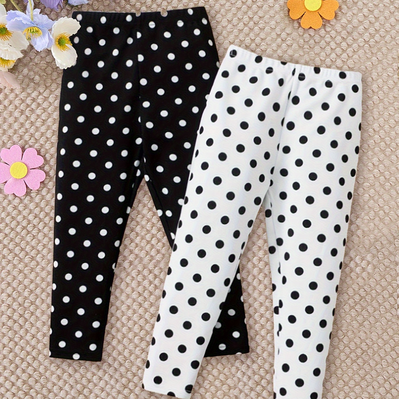 

Ensemble de leggings imprimé pour enfants, mélange de polyester et d'élasthanne, élastique haute mode, ajustement skinny longueur longue, non imperméable, toutes - Lot de 2