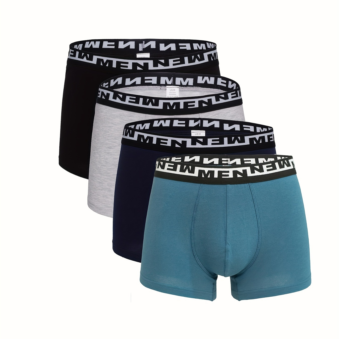 

4pcs Men's Fashion Cotton Breathable Comfy Slightly Stretch Boxer Briefs Shorts, Men Print Men's Underwear