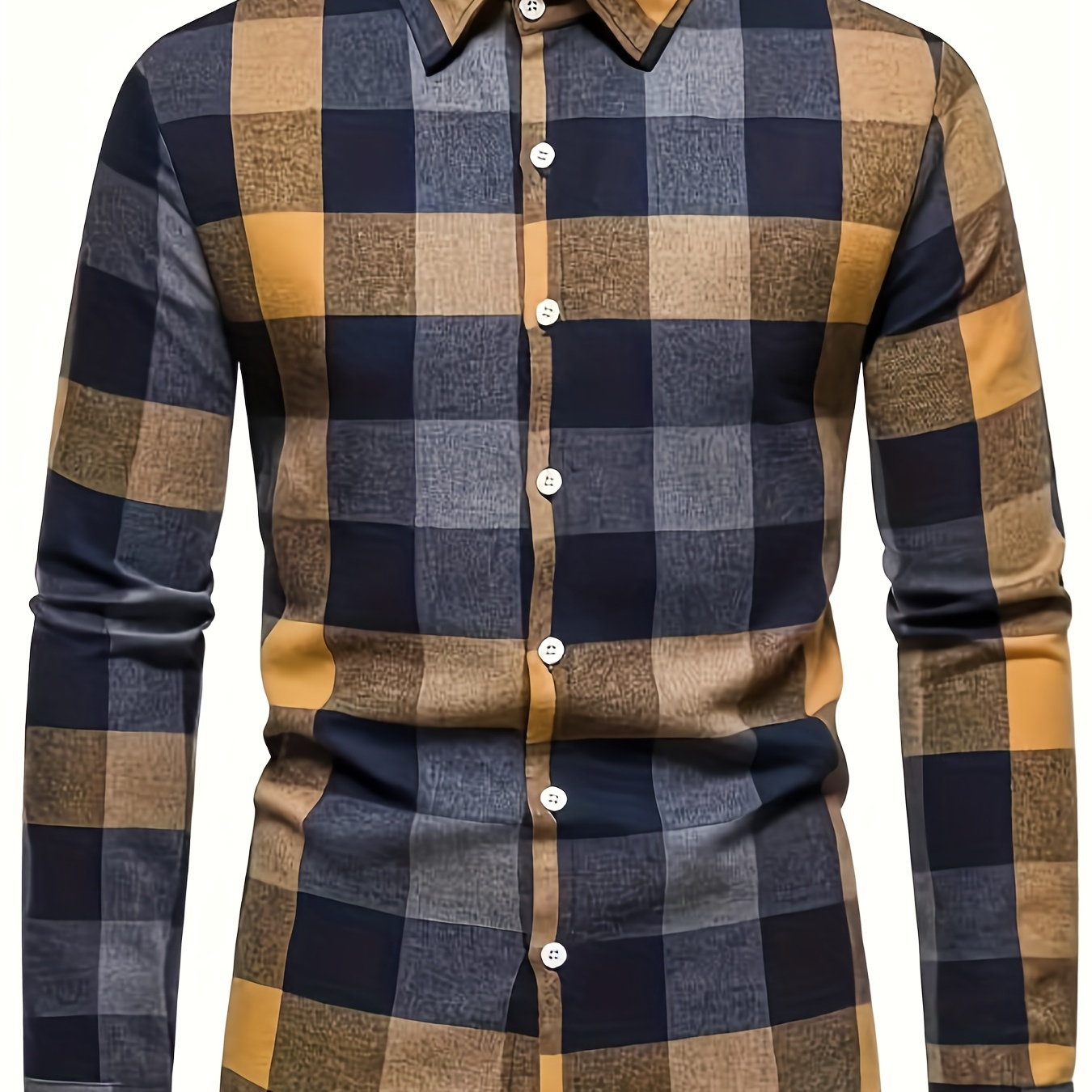 

Chemise Décontractée À Carreaux À Manches Longues Rétro Pour Hommes Avec Boutons Pour Le Printemps Et L'automne En Plein Air