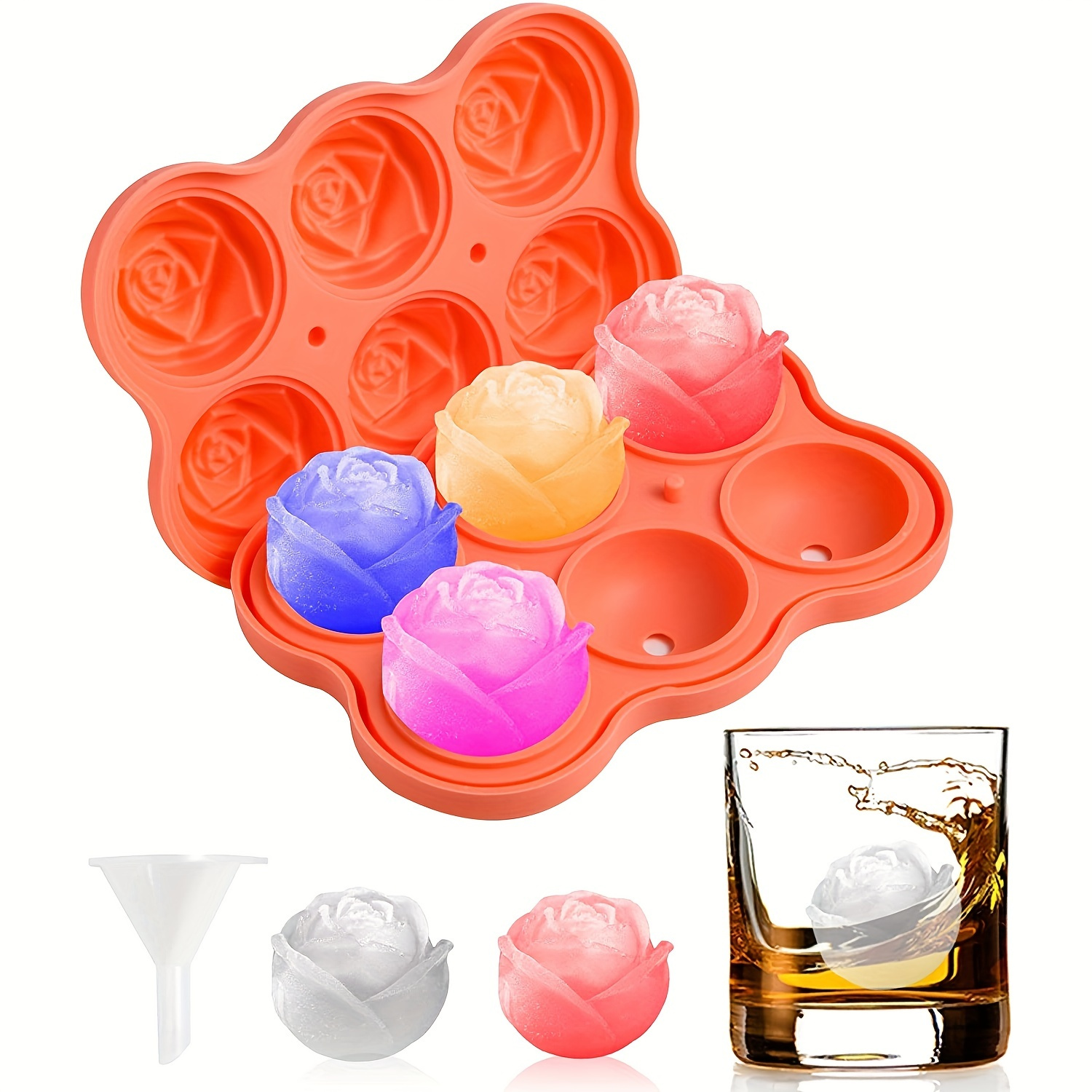 Ice Cube Tray, Ice Hockey With Funnel, Large Ball Ice Maker Silicone Ice  Cube Mold Easy Release For Cocktails, Drinks, Whiskey, Bourbon & Homemade  Juice - Temu