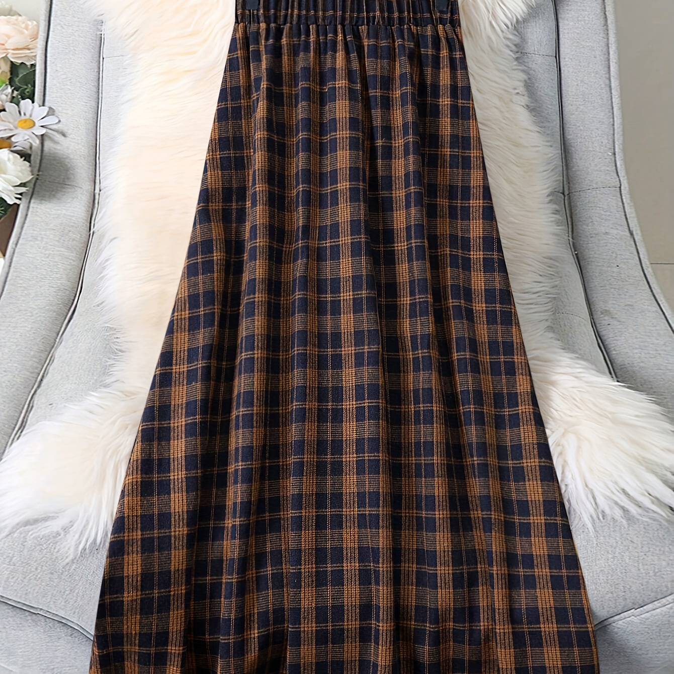

1pc 's -waisted Waist Skirt, A- , /