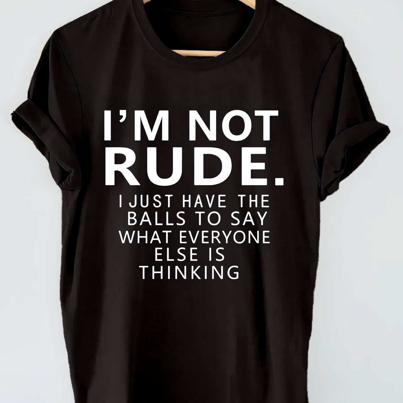 

I'm Not Rude Letter Print T-shirt, Short Sleeve Crew Neck Casual Top For Summer & Spring, Women's Clothing