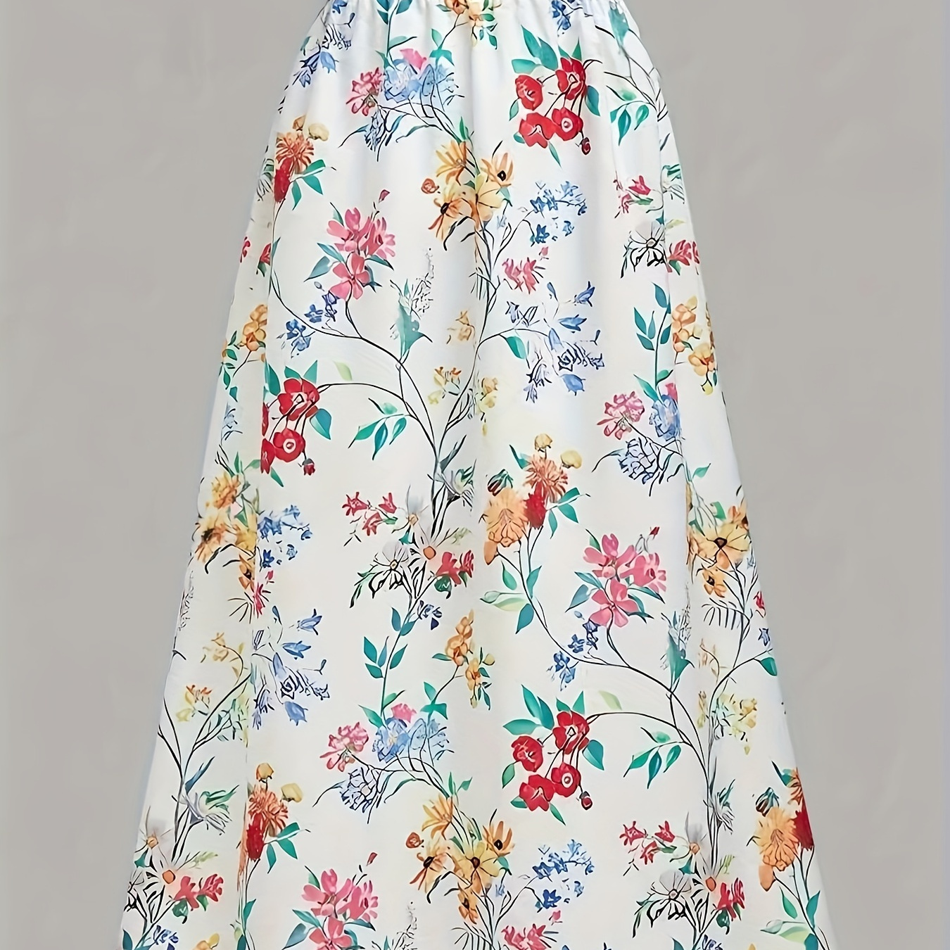 

Floral Print Elastic Waist Skirt, Vacation Skirt For Spring & Summer, Women's Clothing