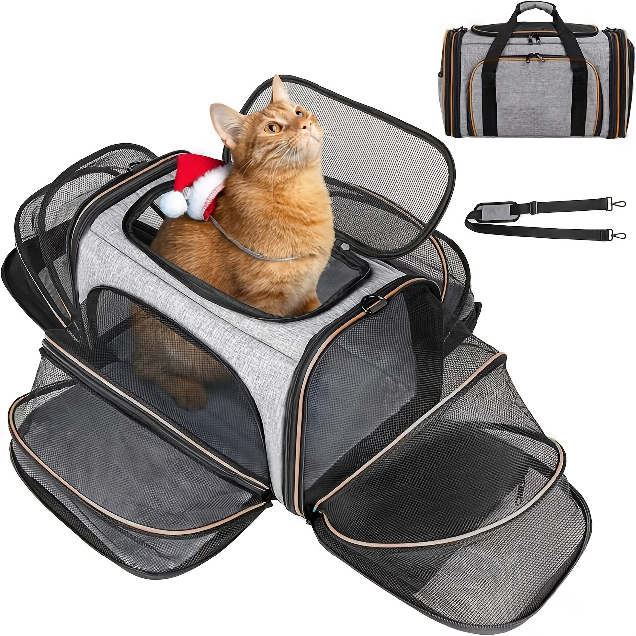 

Airline Approved Cat Dog Carrier 4 Side Expandable Cat Carrier, Expandable Sides For Cat Carrier Bag, Dog Bags For Traveling