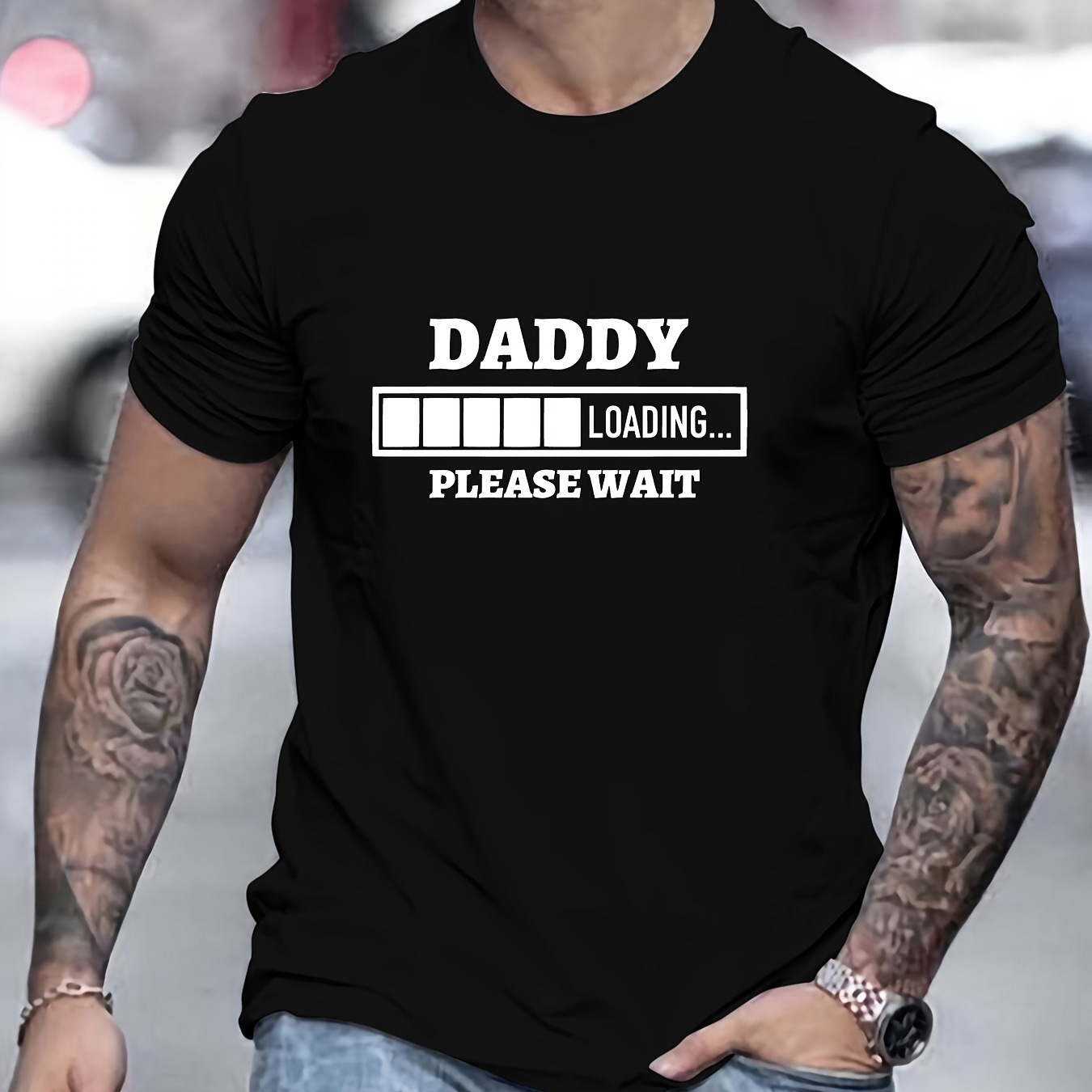 

Daddy Loading Print T Shirt, Tees For Men, Casual Short Sleeve T-shirt For Summer