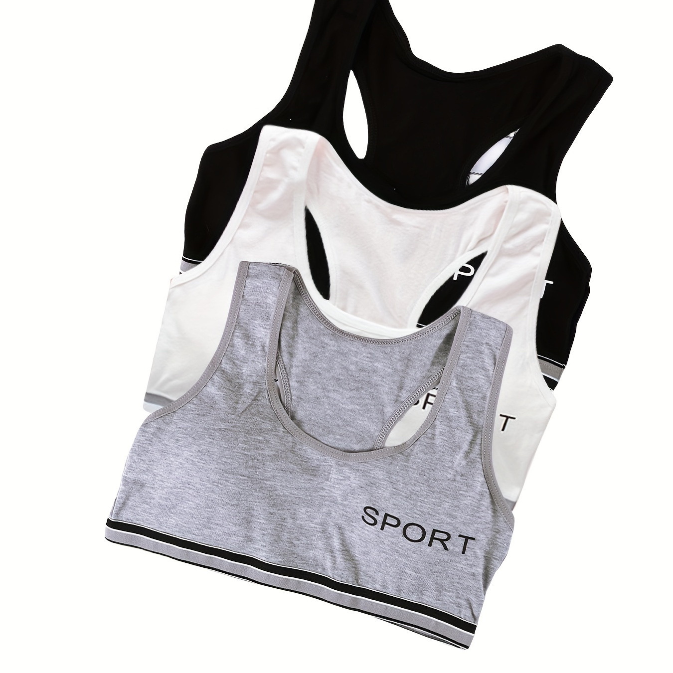 Teen Girls Sports Bras Set Girls Comfortable Cotton - Temu