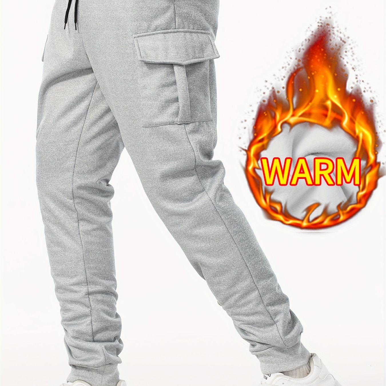 

Trendy Thermal Cargo Pants, Men's Multi Flap Pocket Trousers, Loose Casual Outdoor Pants, Men's Work Pants Outdoors Streetwear Hip Hop Style
