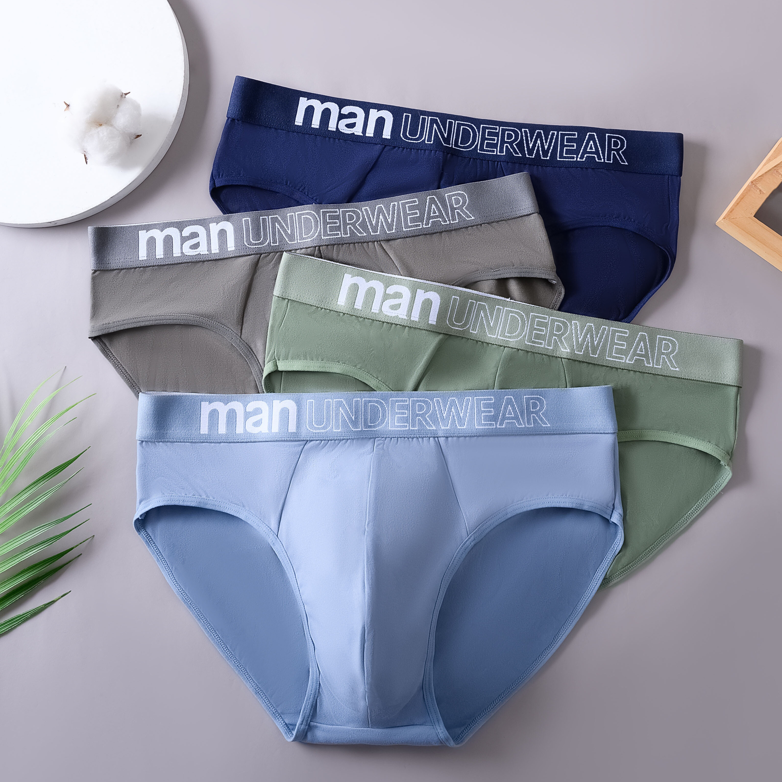 

4pcs Men' Briefs - Breathable, Stretchy Mid-waist Underwear In Assorted Colors