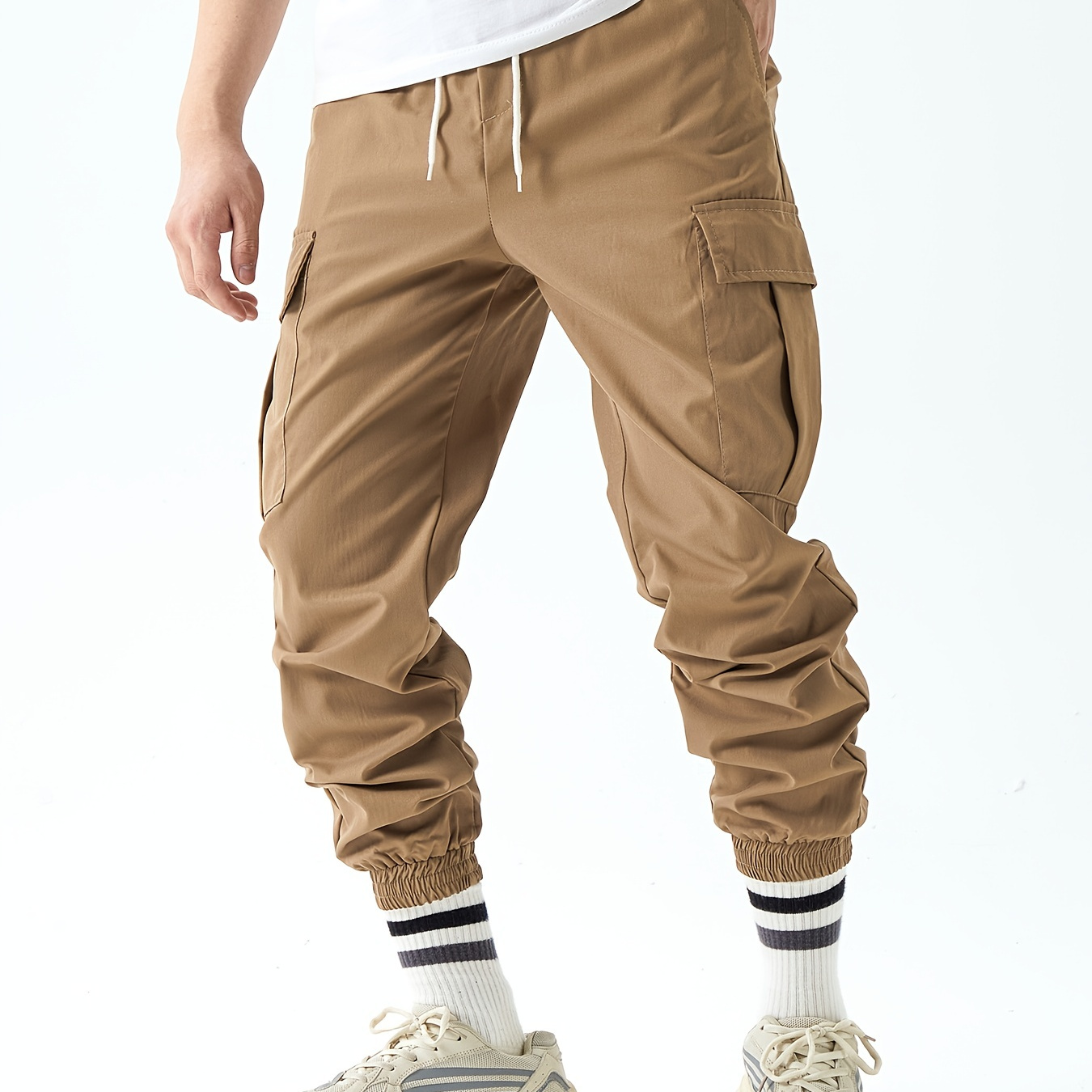 Men's Drawstring Flap Pocket Cargo Pants Loose Trendy Jogger - Temu