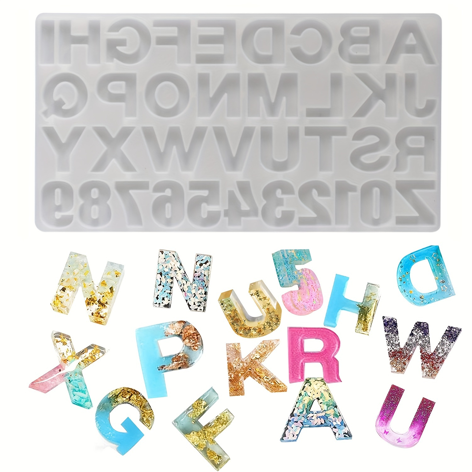 

Reversed Resin Casting Alphabet Pendant Silicone Mold, Sturdy Letter & Number Silicone Mold For Epoxy Resin Crafts, Resin Keychains, Crayons, Soap, Clay Crafts Making (key Rings Not Included)