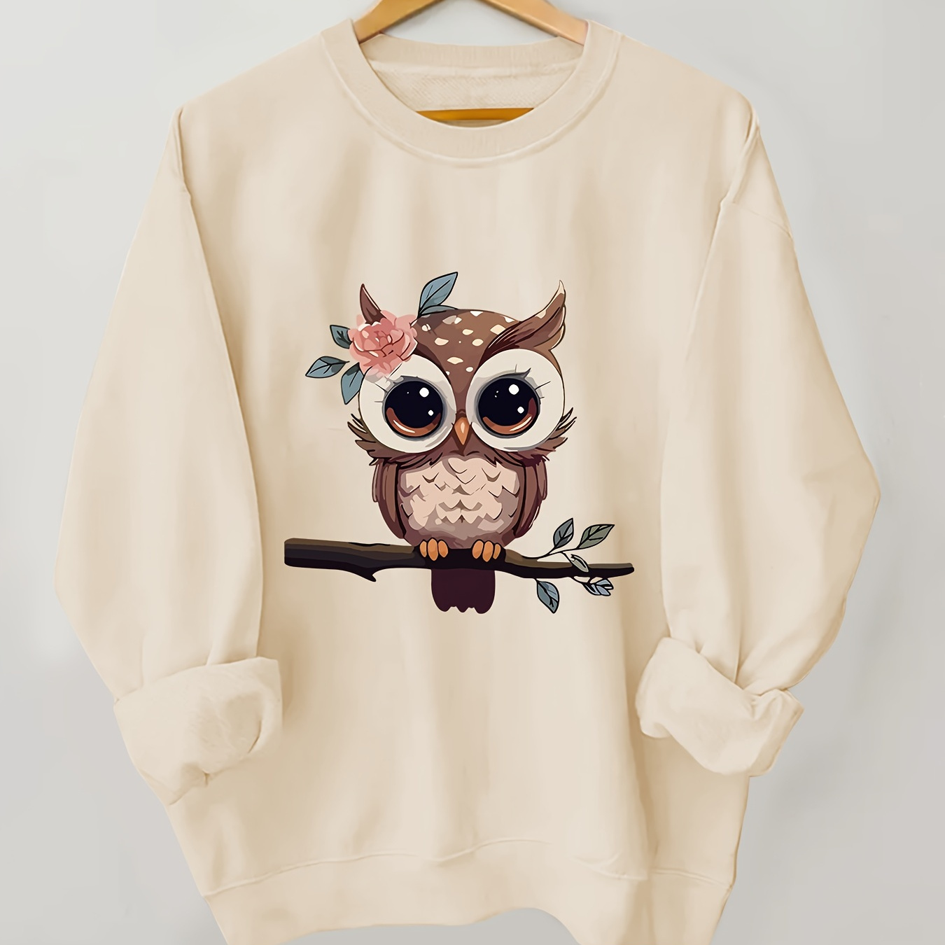 

Plus Size Cartoon Print Crew Neck Sweatshirt - Casual Long Sleeve Knit Polyester Pullover With Slight Stretch For Women - Fall/winter Collection