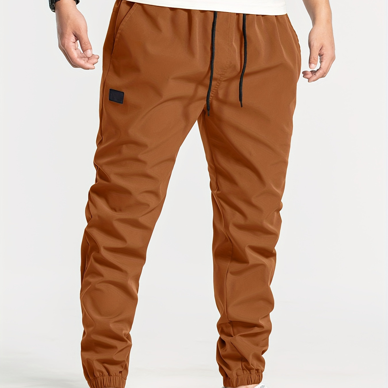 

Men's Casual Tapered Trousers Solid Drawstring Casual Long Cropped Pants Streetwear For Men