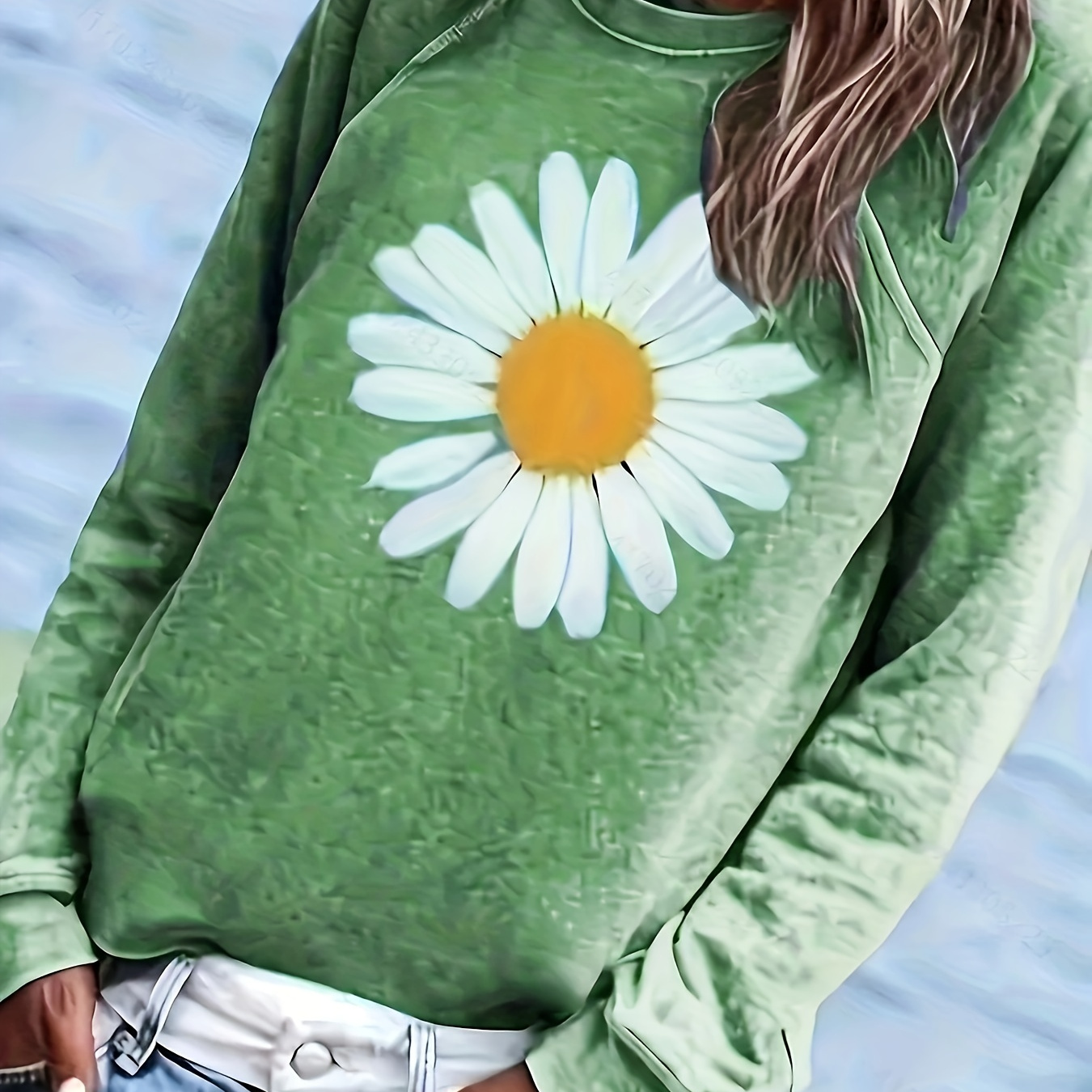 

Floral Print Crew Neck T-shirt, Casual Long Sleeve Top For Spring & Fall, Women's Clothing
