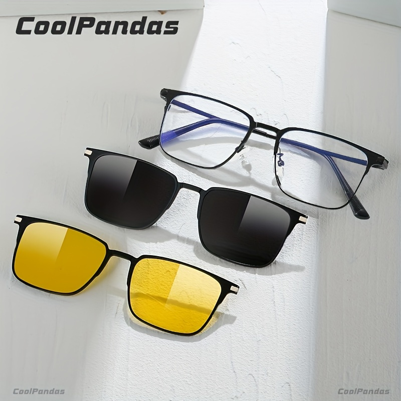 Sunglasses For Men Polarised Magnetic Sunglasses Frame Night Glasses -  3-in-1 Magnetic Polarized Sunglasses