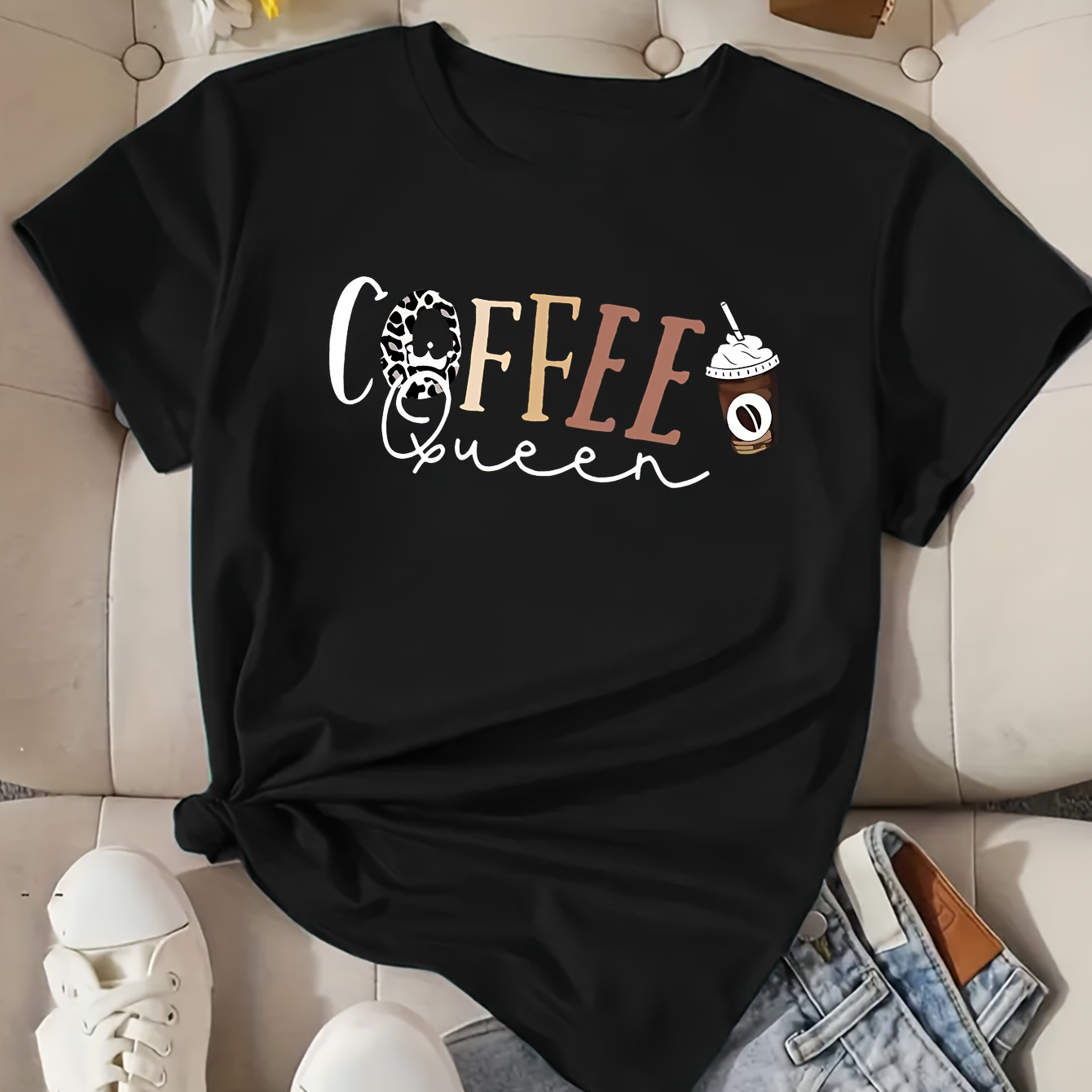 

Sports T-shirt, Short Sleeve Crew Neck Comfortable Top, Women's Clothing