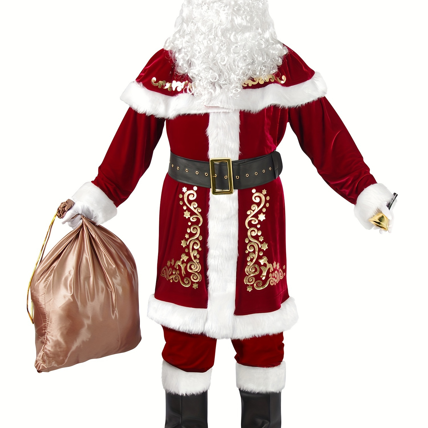 

Santa Claus Costume For Men 12pc. Santa Suit Adult Deluxe Velvet Christmas Santa Costume Set