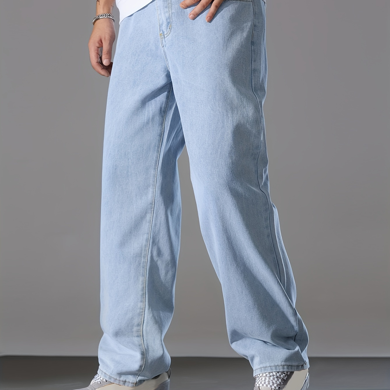 

Pantalon cargo en denim uni pour hommes avec poches, jean décontracté en coton mélangé pour les activités de plein air