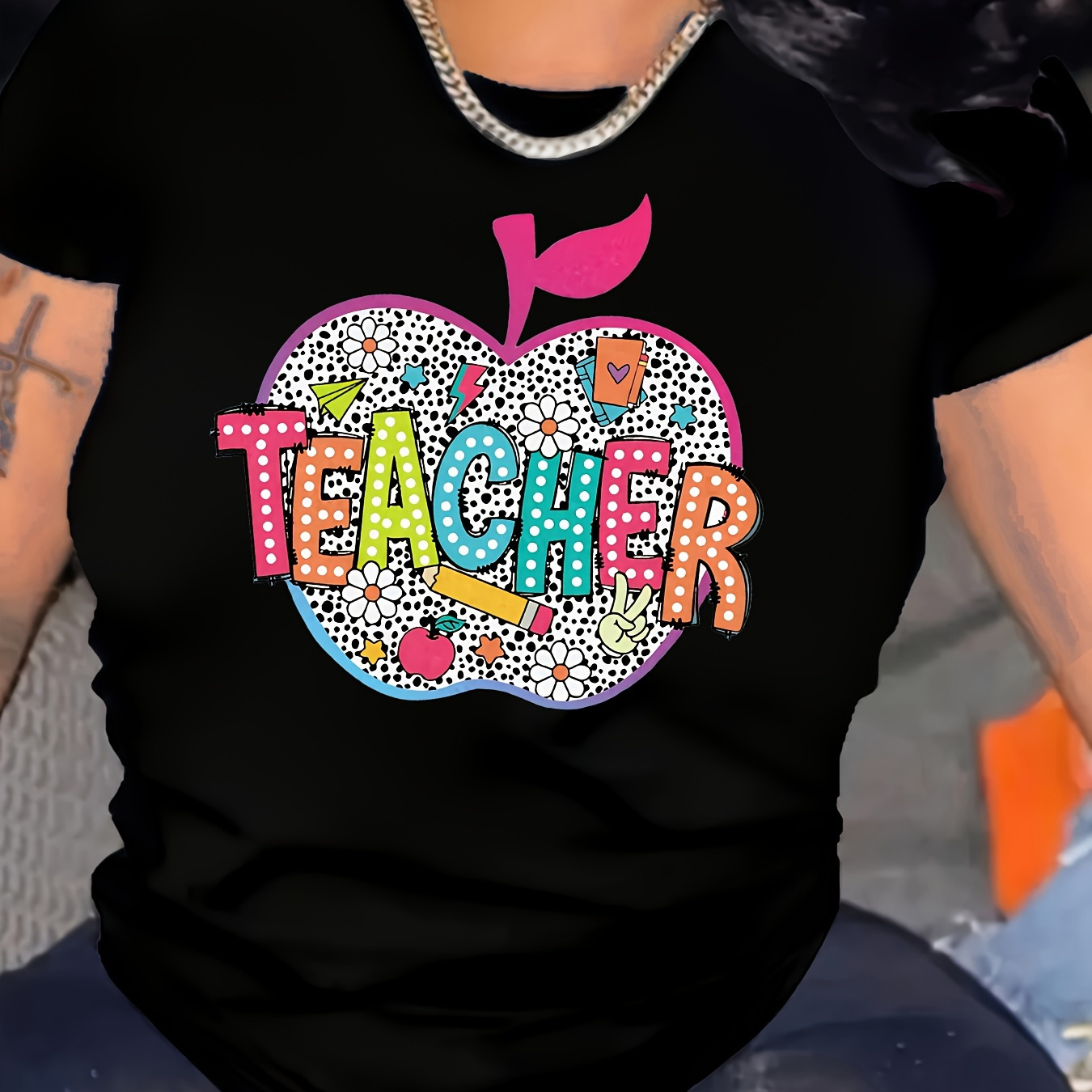 

Teacher Graphic - - Polyester , , Slight , Regular Fit, , Tee For Women