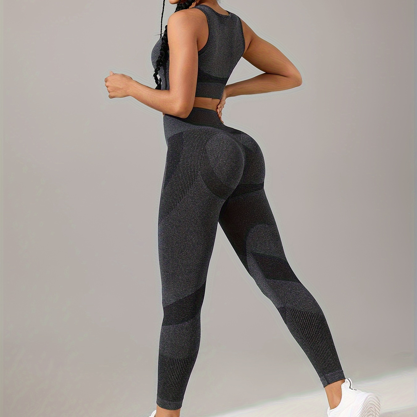 

Ensemble Soutien-Gorge de Sport et Leggings pour Femmes, Style Athlétique, Taille Haute, Design , Tenue d'Entraînement de Gym