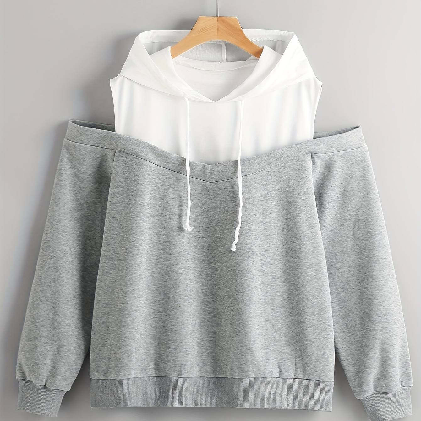 

Size Colorblock Hoodie - Knit Polyester, Machine Washable, Drawstring Pullover For Women - Spring/fall, Oversized Hoodie, Plus Size, Hoodie