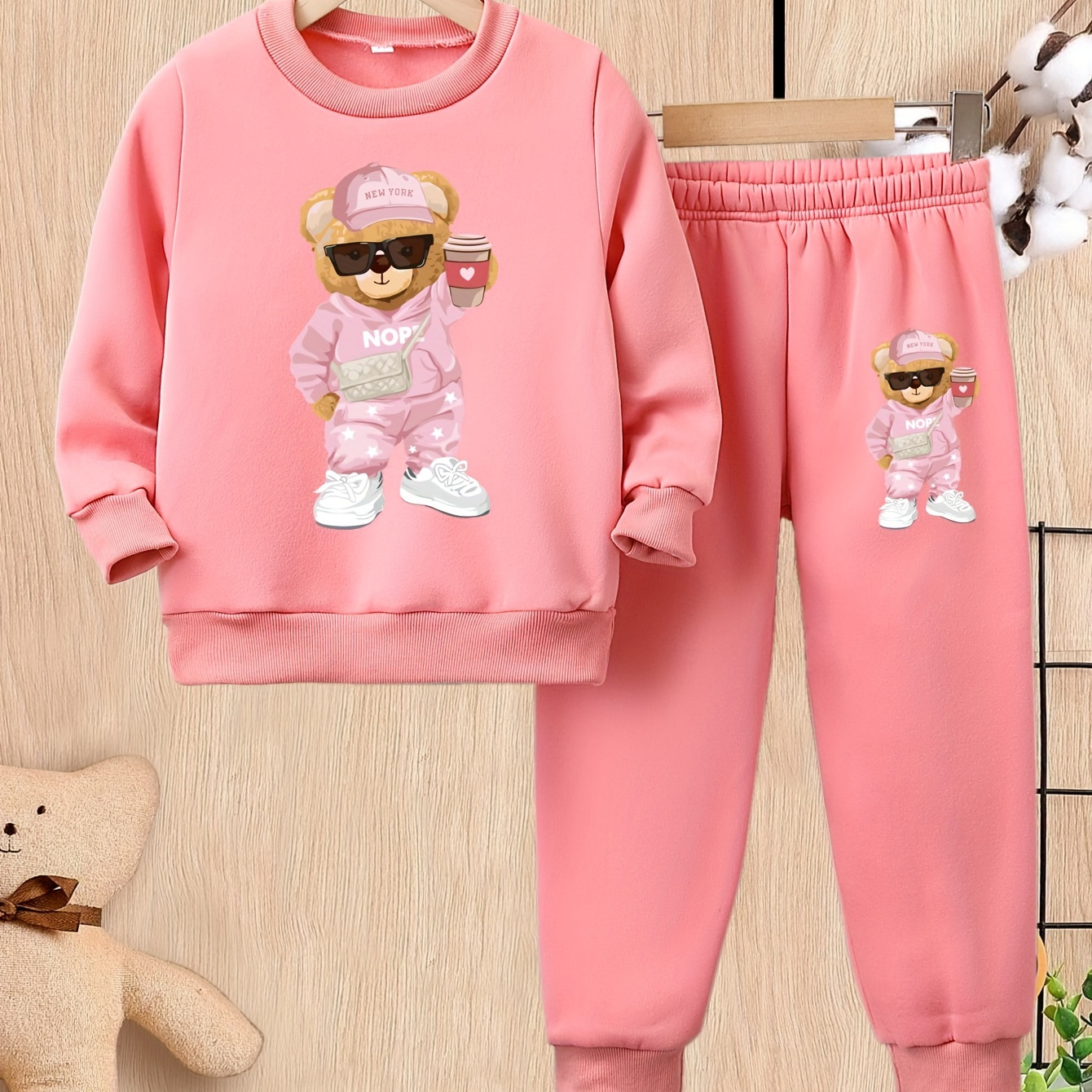 

' 2pcs Outfit Set: Sweatshirt & - For Fall/, Washable, For