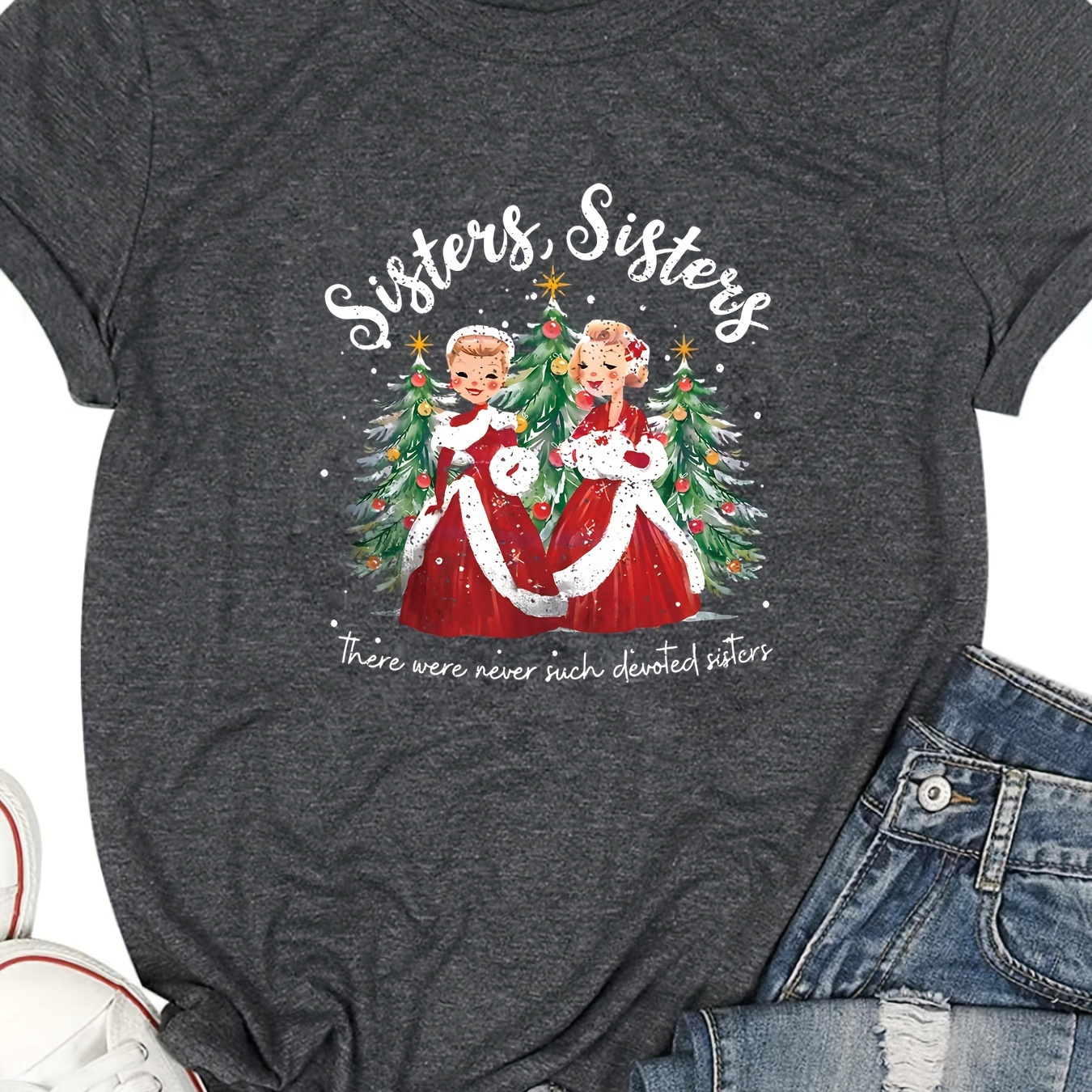 

Christmas Graphic Print T-shirt, Casual Short Sleeve Crew Neck Top, Women's Clothing