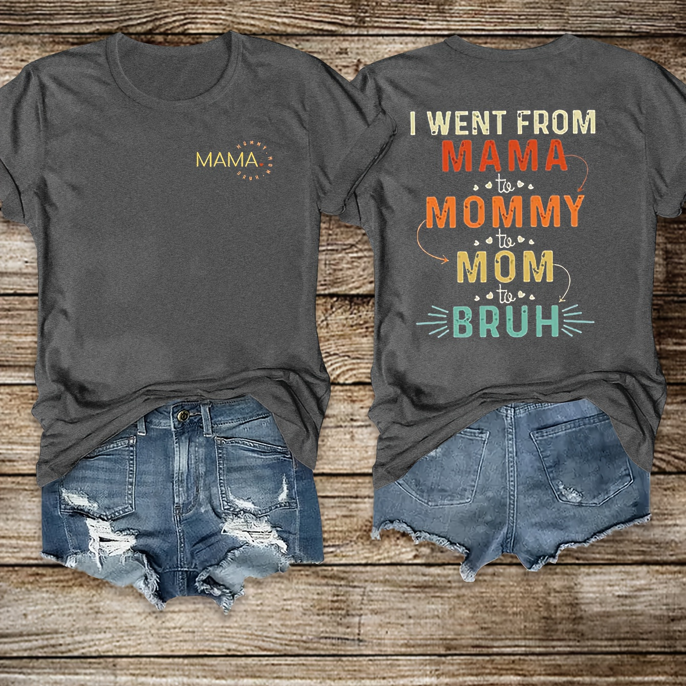 

Mother's Day Letter Print T-shirt, Short Sleeve Crew Neck Casual Top For Summer & Spring, Women's Clothing